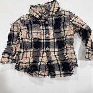 Old Navy boys Plaid button up long sleeve shirt 6-12mo